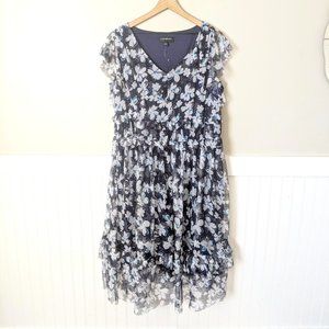 Lane Bryant Ruffle Mesh Floral Mid Length Dress 18/20